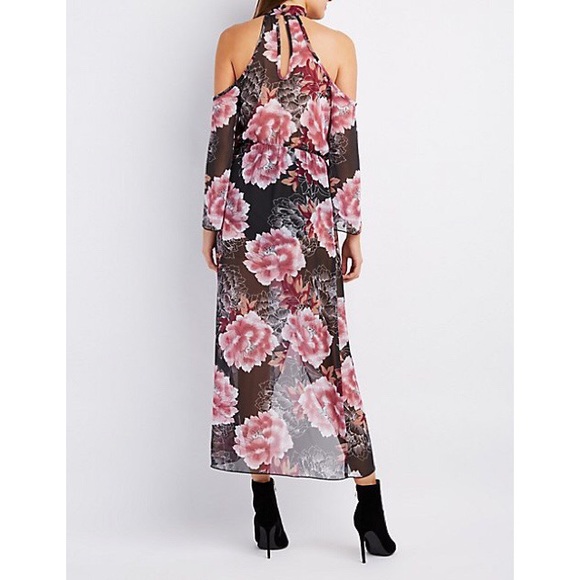 Floral Choker Neck Surplice Maxi Dress - Picture 2 of 2